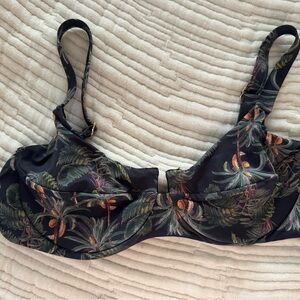 Tropical Print Black Bra